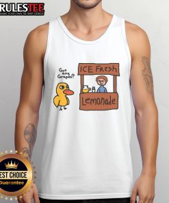 Funny Got Any Grapes Duck Song tank top featuring a duck at a lemonade stand, perfect for summer fun and laughs.