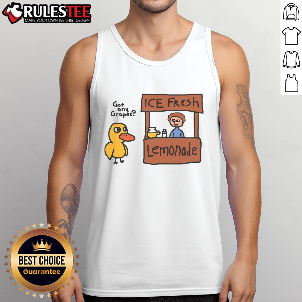 Funny Got Any Grapes Duck Song Lemonade Stand Tank Top Funny Got Any Grapes Duck Song tank top featuring a duck at a lemonade stand, perfect for summer fun and laughs.