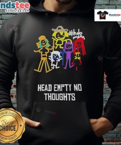 Funny 'Head Empty No Thoughts' hoodie design featuring playful text in a bold font on a cozy sweatshirt.