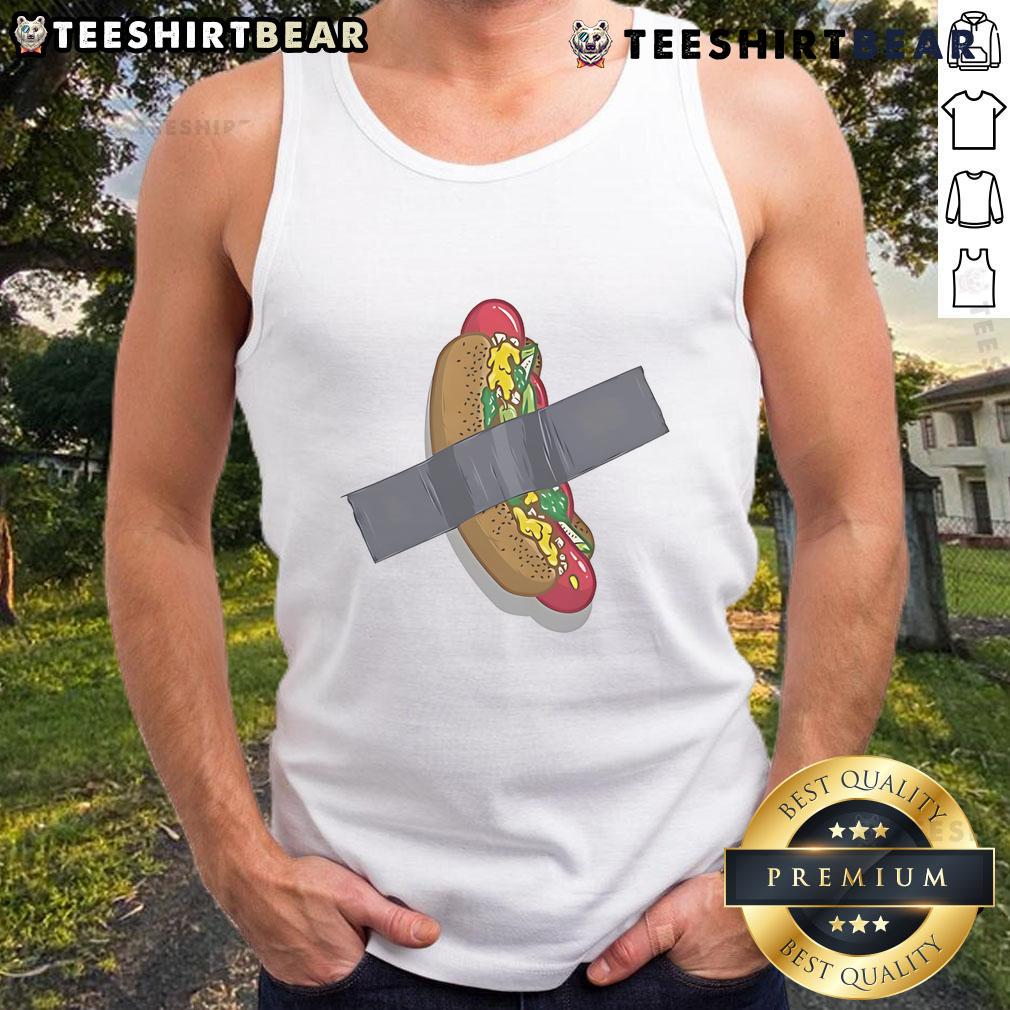 Funny Hot Dog Chicago Tape Tank Top Funny hot dog Chicago tape tank top design featuring vibrant graphics and playful typography for food lovers.