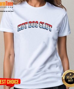 Funny Hot Dog Slut Ladies Tee featuring a humorous graphic, perfect for casual wear and food lovers.