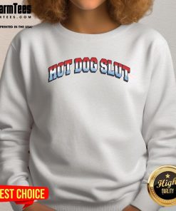 Funny Hot Dog Slut Sweatshirt featuring a playful design, perfect for casual wear and a humorous statement piece.
