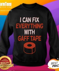 Funny 'I Can Fix Everything With Gaff Tape' sweatshirt showcasing humor and creativity in casual wear.