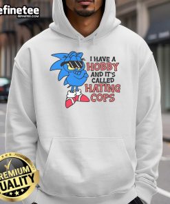Funny hoodie featuring Garfield and Sonic with the phrase 'I Have A Hobby Called Hating Cops' - unique streetwear style.