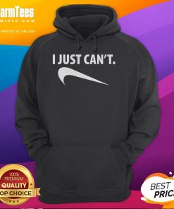 Funny 'I Just Can't' Nike logo upside down parody hoodie design, perfect for casual wear and humor lovers.