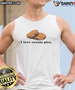Funny I Love Cream Pies tank top featuring playful graphics and a vibrant design, perfect for dessert lovers.