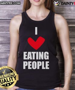 Funny I Love Eating People tank top design featuring playful graphics and quirky text for humor lovers.