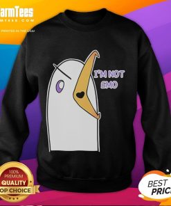 Funny 'I'm Not Emo' Sweatshirt featuring bold lettering, perfect for casual wear and making a statement.