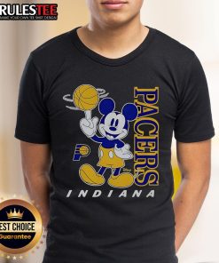 Funny Indiana Pacers and Mickey Mouse T-shirt featuring playful graphics for sports fans and Disney lovers.