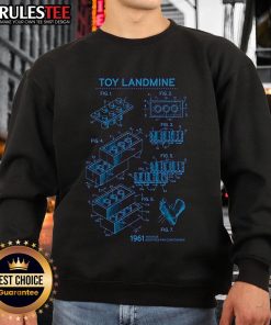 Funny Lego Toy Landmine sweatshirt featuring 1961 inventor Gootfred Kirk Christiansen, the ultimate weapon design.