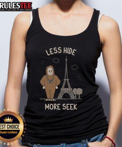 Funny Less Hide More Seek tank top featuring the Eiffel Tower, perfect for playful Parisian style.