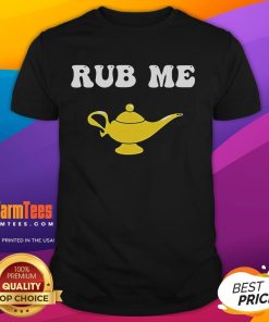 Funny Magic Lamp Rub Me T-Shirt featuring a whimsical design of a genie lamp and playful text for humor lovers.