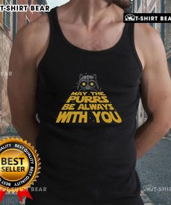 Funny May the Purrs Be Always With You tank top featuring a Darth Vader cat design for cat lovers and Star Wars fans.
