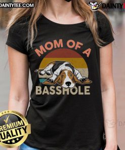 Funny mom of a basshole Basset Hound graphic tee, featuring a playful design perfect for dog lovers and Basset Hound owners.