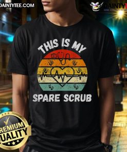 Funny My Spare Scrub T-shirt for healthcare workers, nurses, and CNAs showcasing humor in the medical profession.