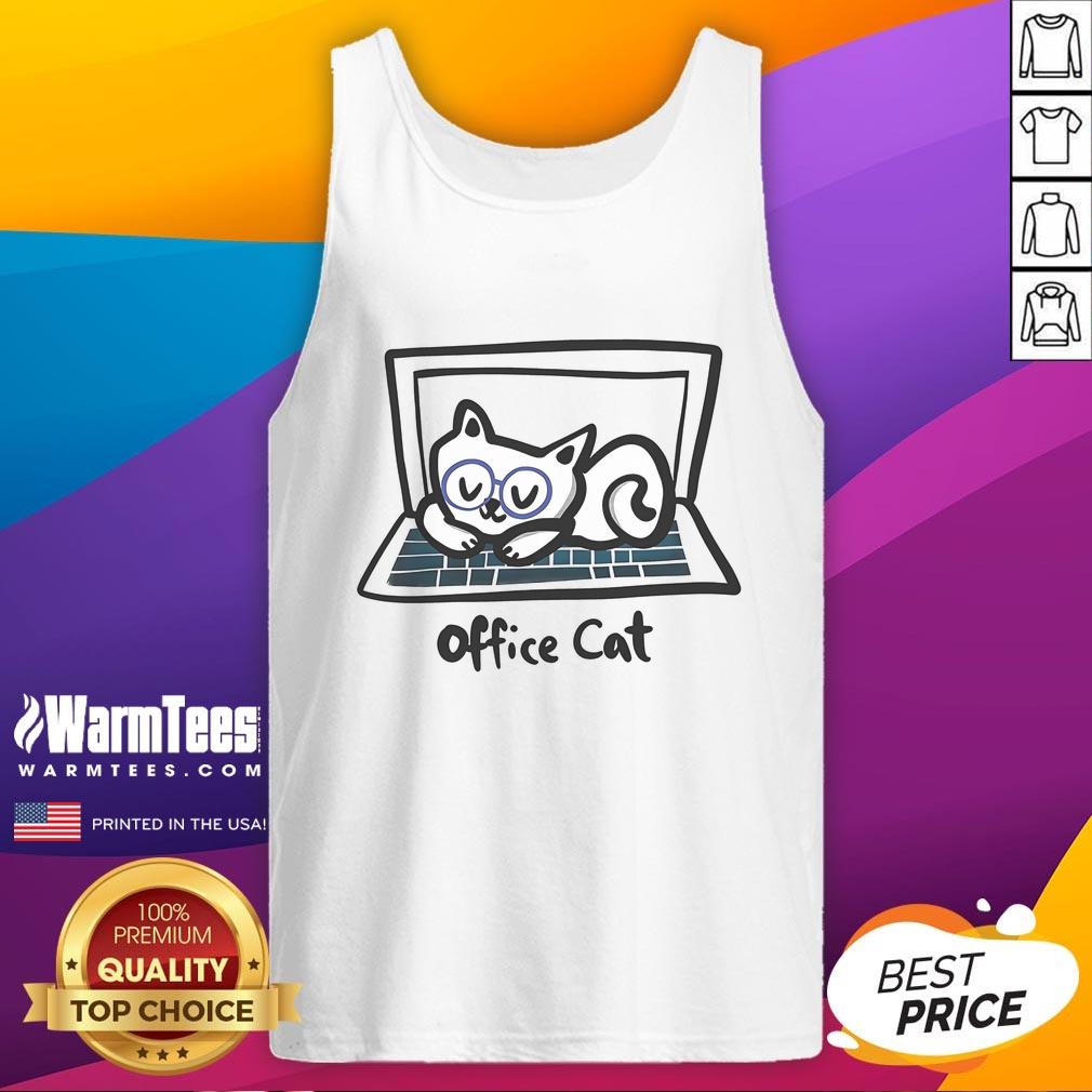 Funny Office Cat On Laptop Cute Tank Top