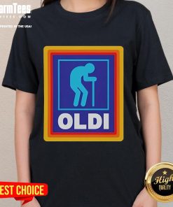 Funny Oldi Aldi Ladies Tee featuring a humorous graphic design perfect for casual wear and vintage style lovers.