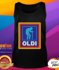 Funny Oldi Aldi tank top featuring a humorous graphic design, perfect for casual wear or as a unique gift for Aldi fans.