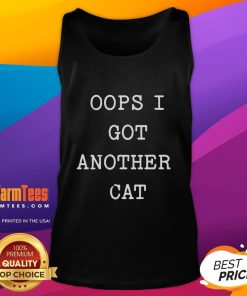 Funny Oops! I Got Another Cat tank top design featuring a playful cat illustration in vibrant colors. Perfect for cat lovers!