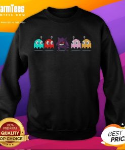 Funny Pac-Man Pokemon sweatshirt featuring a quirky design with the wrong ghost for a playful gaming look.