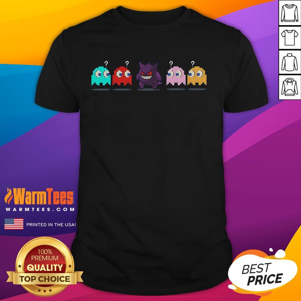 Funny Pac Man Pokemon Wrong Ghost T Shirt Funny Pac-Man Pokemon Wrong Ghost T-Shirt featuring playful ghost characters for gamers and cartoon fans.