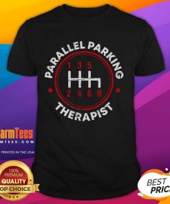 Funny Parallel Parking Therapist Driving School T-Shirt featuring humorous design for driving enthusiasts and comedy lovers.