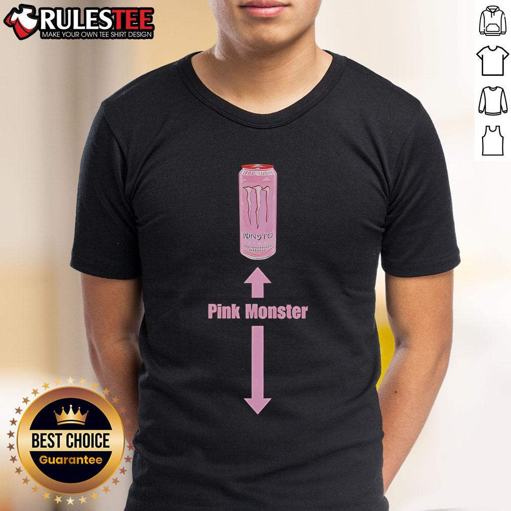 Funny Pink Monster Energy T Shirt Alt Text: Funny pink monster energy T-shirt featuring a whimsical monster design, perfect for casual wear and energy drink fans.