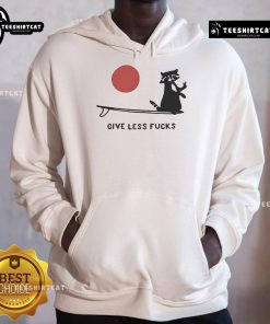 Funny raccoon graphic on a 'Give Less F*ck' hoodie, showcasing a playful and humorous design for casual wear.