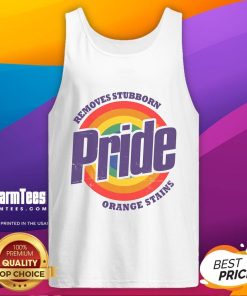 Funny Resist Trump tank top for Pride Month, featuring a humorous design about removing stubborn orange stains.