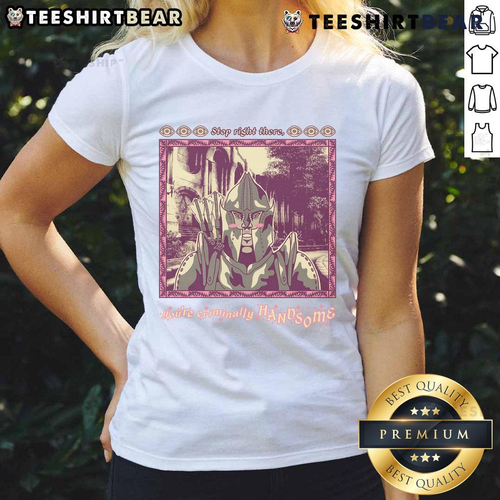 Funny Skyrim Stop Right There You'Re Criminally Handsome Ladies Tee Funny Skyrim 'Stop Right There, You're Criminally Handsome' Ladies Tee featuring a playful design for gamers.