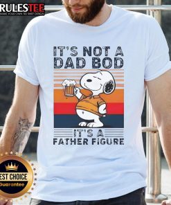 Alt Text: Funny Snoopy t-shirt with It's Not A Dad Bod, It's A Father Figure slogan and a beer graphic, perfect for dads.