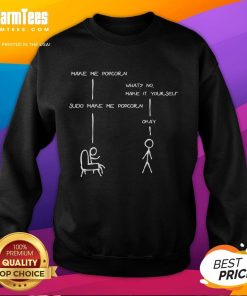 Funny Sudo Make Me Popcorn Linux Stickman Programming Sweatshirt design featuring a playful stickman and programming humor.