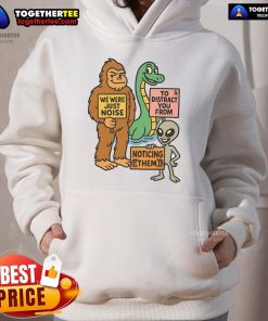 Funny Distraction Unit Big Foot Loch Ness Alien Hoodie featuring a whimsical design of mythical creatures in vibrant colors.