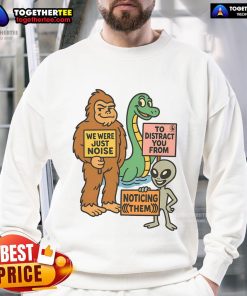 Funny Distraction Unit Big Foot Loch Ness Alien Sweatshirt with a playful design featuring mythical creatures.