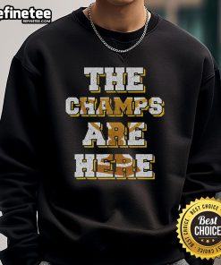 Funny USA Basketball Championship sweatshirt featuring 'The Champs Are Here' design, perfect for sports enthusiasts.