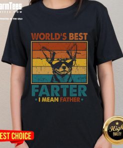 Funny World's Best Farter I Mean Father tee shirt for dads, featuring a playful dog design, perfect for Father's Day gifts.