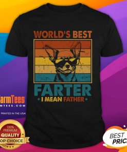 Funny Worlds Best Farter I Mean Father T-Shirt for Dad with dog graphic, perfect for Fathers Day gift.