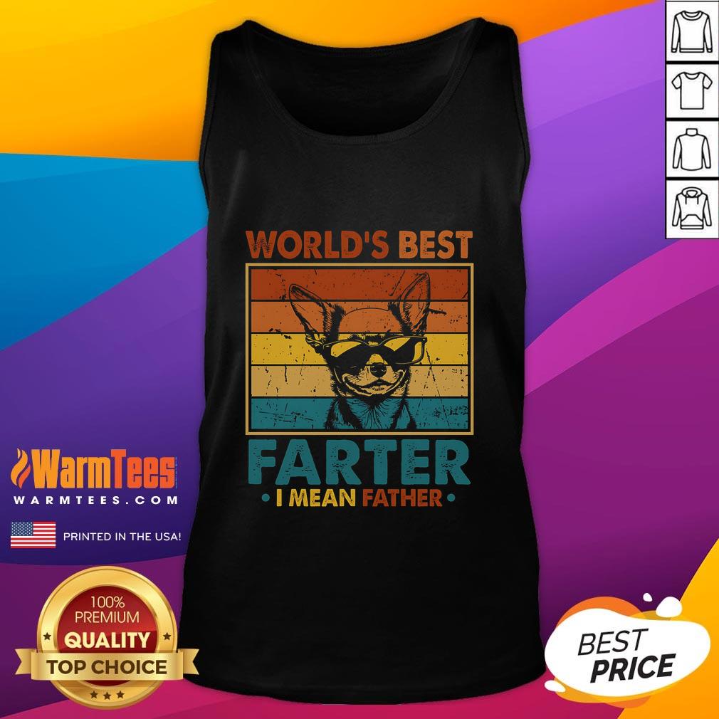 Funny World'S Best Farter I Mean Father Fathers Day Dad Dog Tank Top Alt Text: Funny tank top for Father's Day reading 'World's Best Farter, I Mean Father' with a dog graphic.