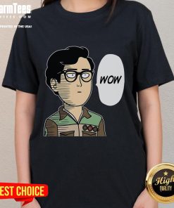 Funny Wow Saitama OK meme graphic on a stylish ladies tee, perfect for anime fans and casual wear.