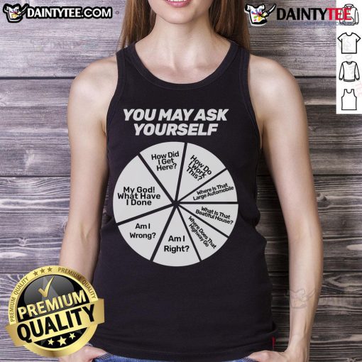 Funny You May Ask Yourself Question Wheel tank top featuring colorful graphics for humor lovers and casual wear.