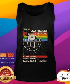 Alt Text: Funny Star Wars tank top featuring 'Your Death Star and You: A Guide to Ruling the Galaxy' design.