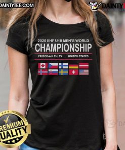 Good 2025 IIHF U18 Men's World Championship ladies tee featuring vibrant design and team colors for fans.