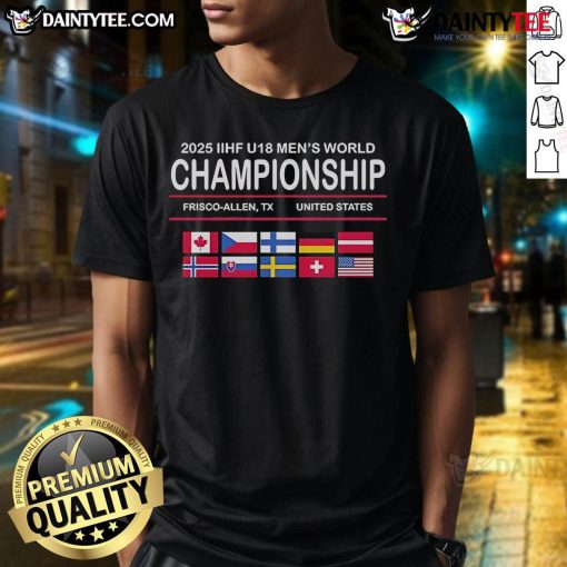 Good 2025 IIHF U18 Men's World Championship T-Shirt featuring bold graphics and vibrant colors for hockey fans.