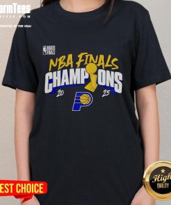 Good 2025 NBA Finals Champions Indiana Pacer Style Ladies Tee featuring team colors and logo, perfect for fans.