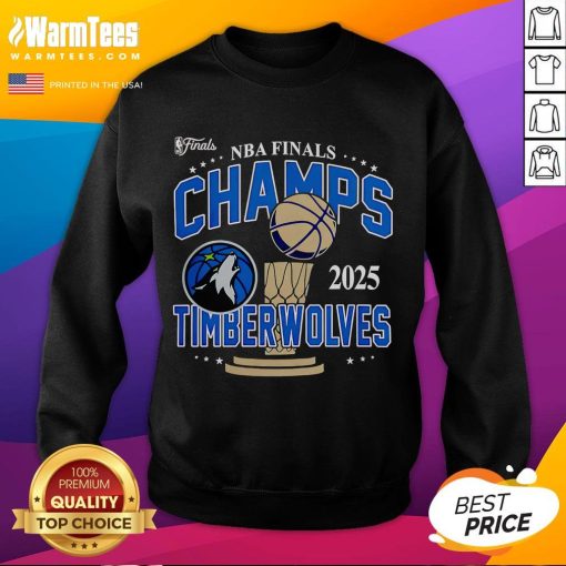 Good 2025 NBA Finals Minnesota Timberwolves Championship sweatshirt featuring team logo and vibrant colors.