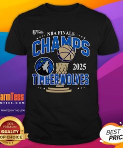2025 NBA Finals Minnesota Timberwolves Championship T-Shirt featuring team logo and celebratory design.