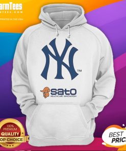 Alt Text: Good 2025 Yankees Day Sato Healthcare Innovation Hoodie featuring team logo and modern design for sports enthusiasts.