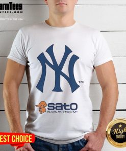 Good 2025 Yankees Day Sato Healthcare Innovation T-Shirt featuring a vibrant design celebrating Yankees spirit and healthcare.