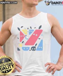 Model wearing a Good Abstract Helpers tank top, showcasing a vibrant and artistic design perfect for casual summer wear.