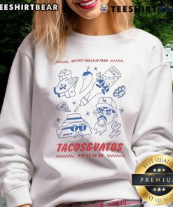 Alt Text: Good American Socks Tacos Vatos hottest chili in town sweatshirt featuring vibrant design and cozy fabric.